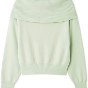 Women’s wide-neck off-the-shoulder knit pullover