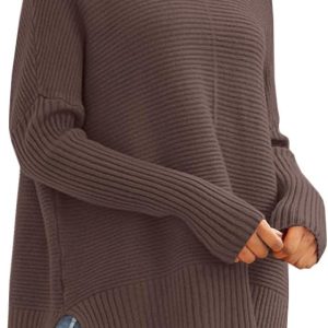Women’s Long Loose-Fit High-Neck Knit Pullover