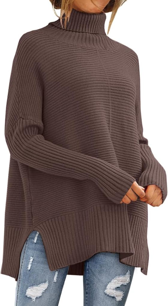 Women’s Long Loose-Fit High-Neck Knit Pullover