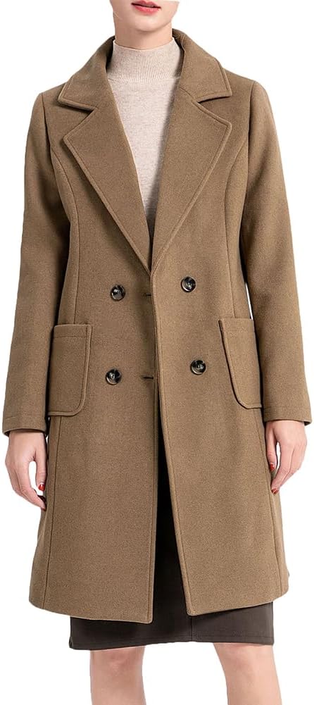 Warm Lapel-Collar Double-Breasted Coat