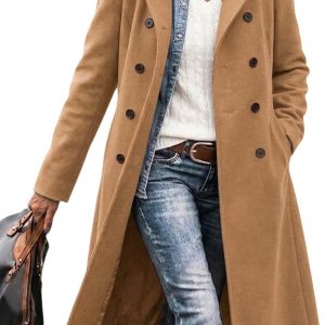 Autumn/Winter Long Double-Breasted Wool Coat
