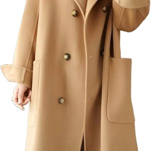 Classic Brown Double-Breasted Wool Coat