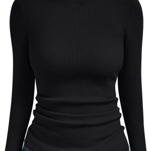 Women’s high-neck long-sleeve knit sweater