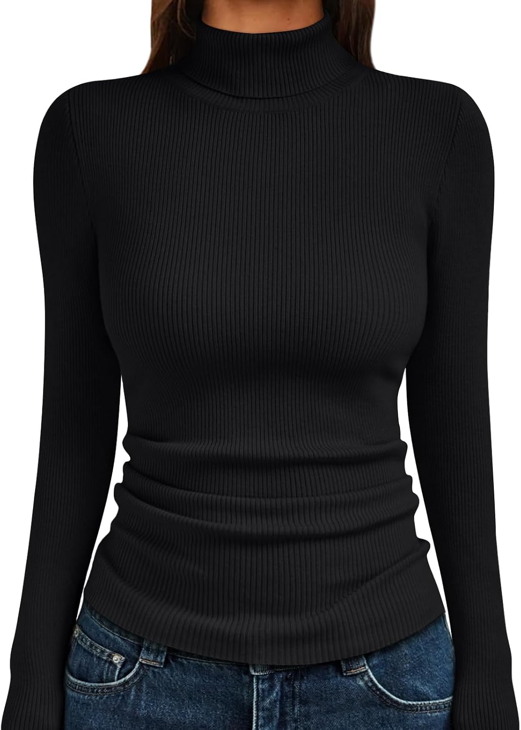 Women’s high-neck long-sleeve knit sweater