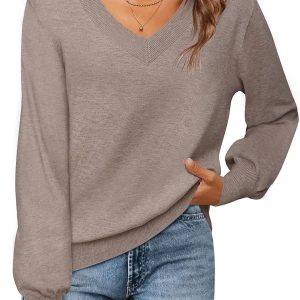 Women’s Lightweight V-Neck Long-Sleeve Knit Sweater
