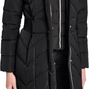 Women's Taffeta Down Coat with Elastic Waist