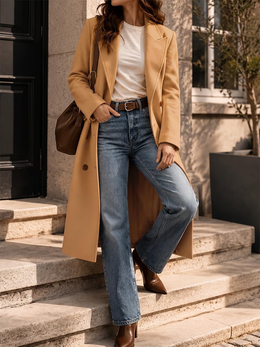 Long Double-Breasted Trench-Style Coat - Image 2
