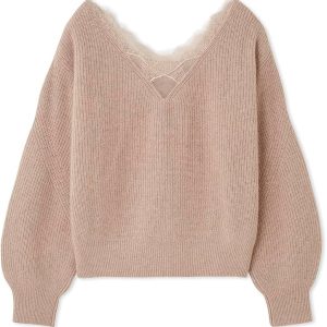 Women’s knit top with lace-trim detailing