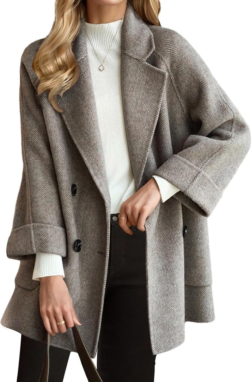 Loose-Fit, Thickened Double-Breasted Coat