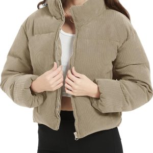Women’s Cropped Corduroy Puffer Jacket