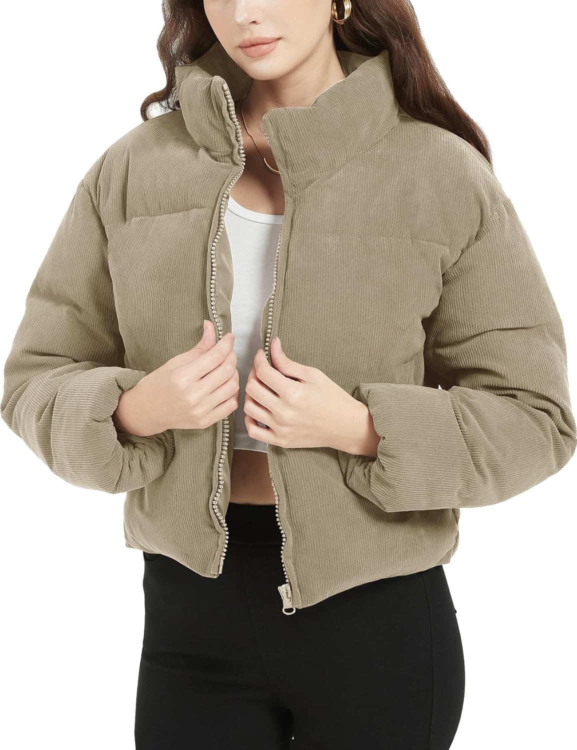 Women’s Cropped Corduroy Puffer Jacket