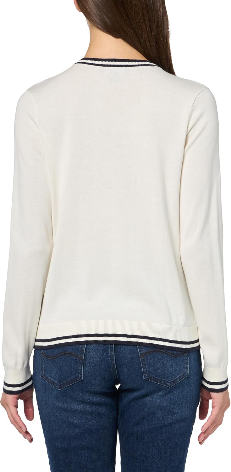 Women’s Long-Sleeve Cable-Knit Sweater with Contrast Trim - Image 2