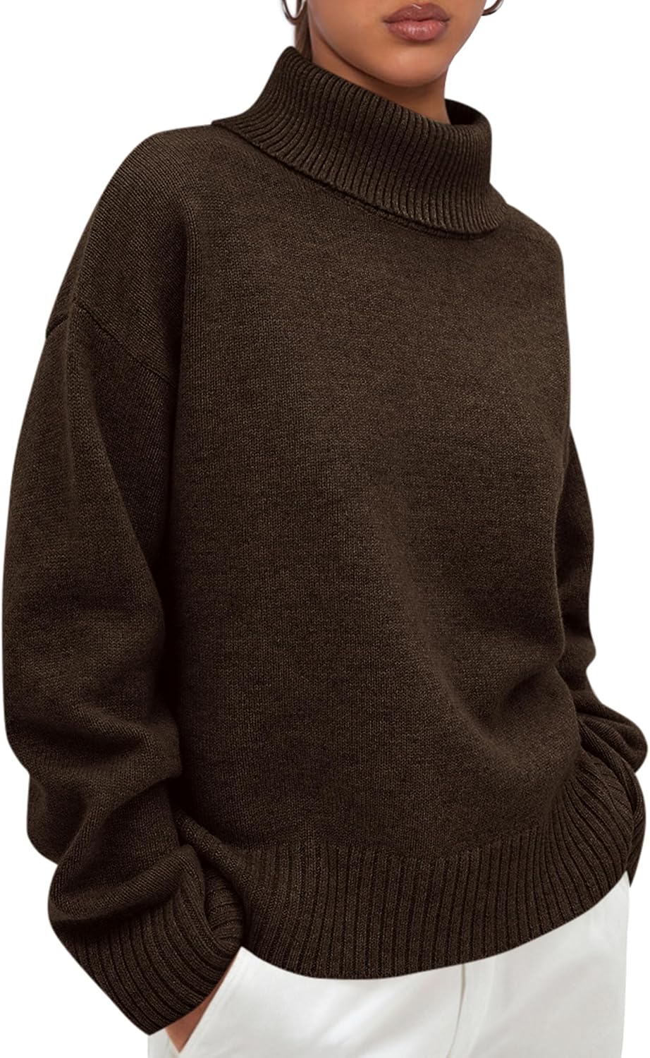 Women’s high-neck long-sleeve knit sweater