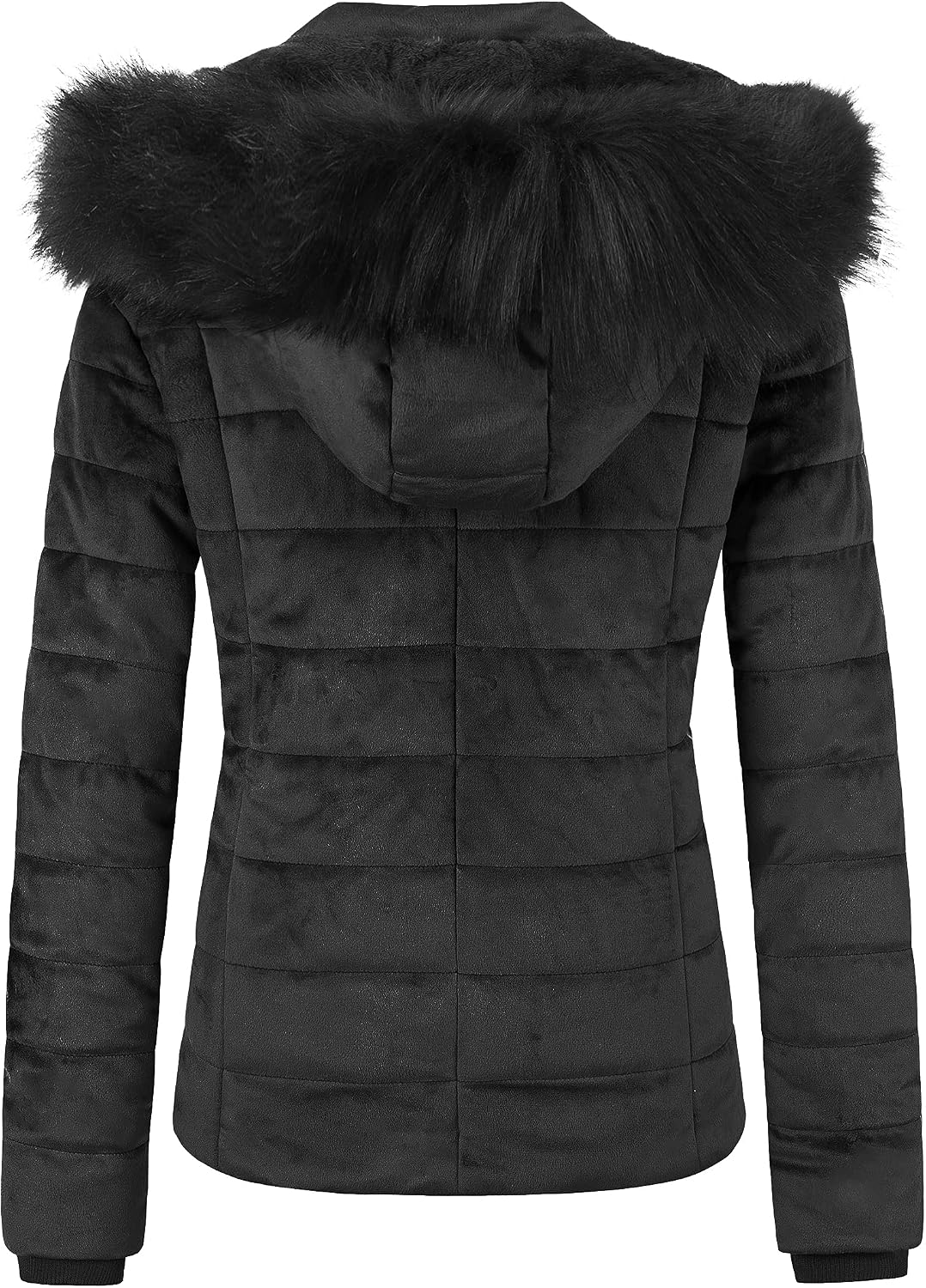Women’s Short Puffer Coat with Faux Fur Lining and Removable Hood - Image 2