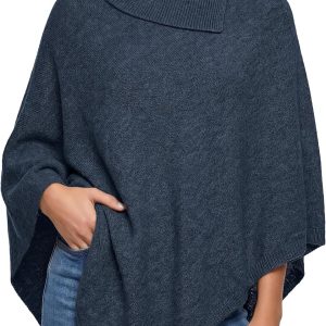 High-neck knit cape-style sweater
