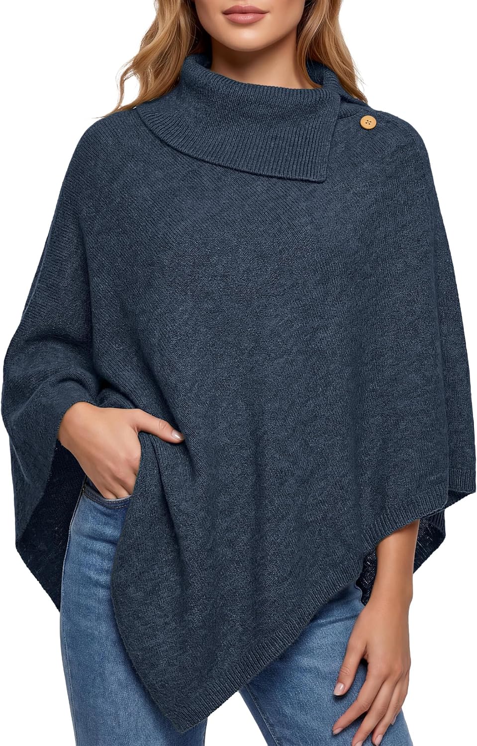 High-neck knit cape-style sweater